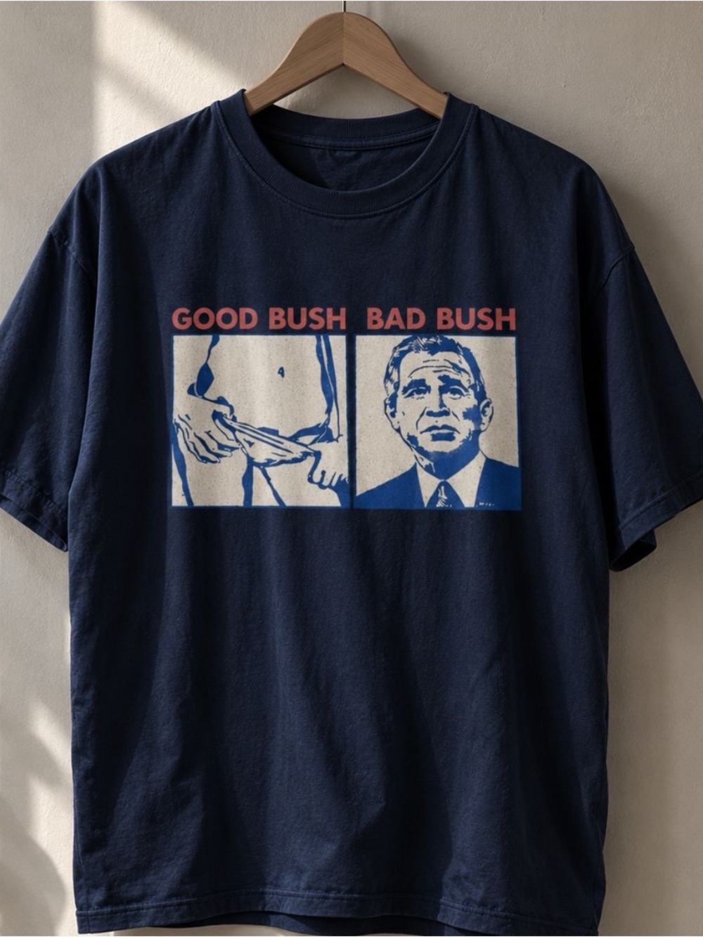 Gildan Navy Short-Sleeve Tee with Retro Red & Cream Graphic